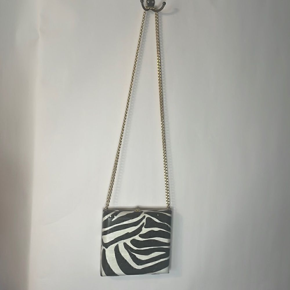 Unique zebra print decoupage Cohiba cigar box gold chain strap purse
